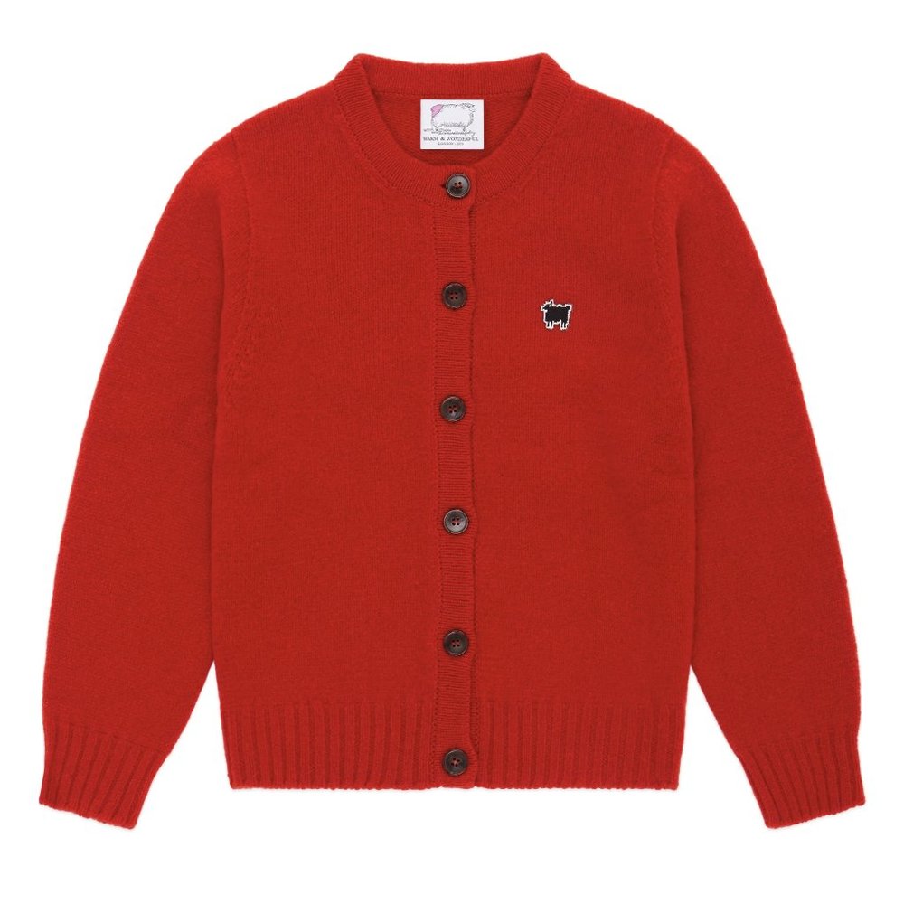 NWT Warm Wonderful Rowing Blazers 100% Shetland Wool Red Sheep Cardigan Sweater